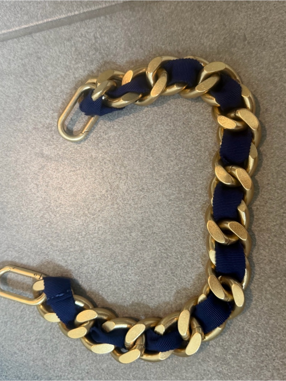 Clare v. Gold curb Chain navy grosgrain bag strap